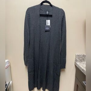 Charcoal Gray Open Front Cardigan Sweater